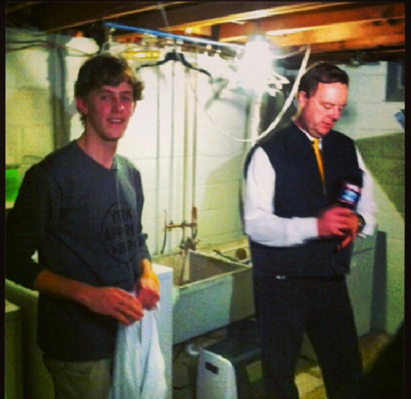 Josh in the basement laundry room being interviewed by Fox News, 2012