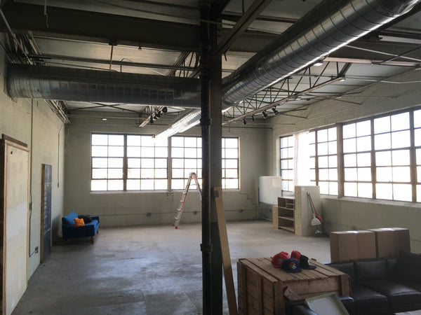 The empty Soft Goods factory space before the buildout