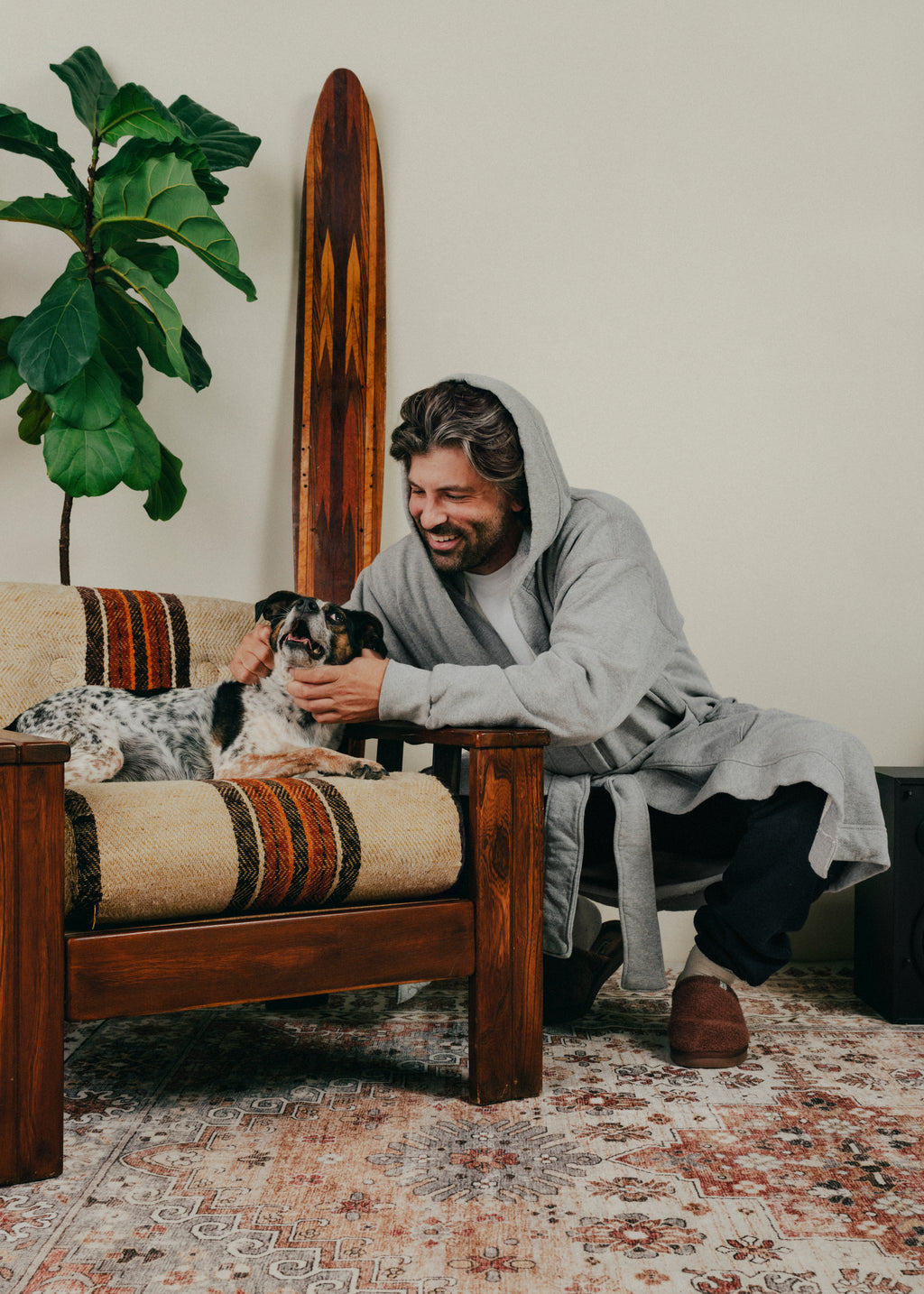 The French Terry Hooded Robe - Heather Gray