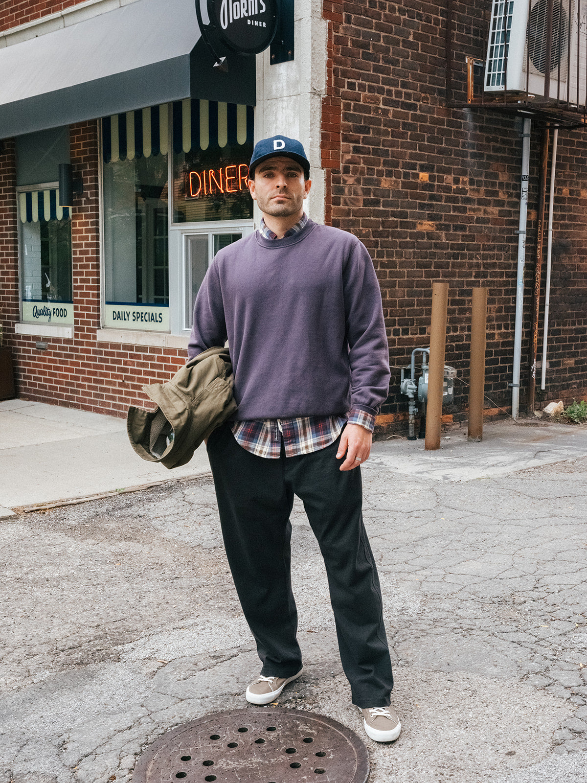 Classic Crewneck in Deep Purple, Fall 2026 lifestyle