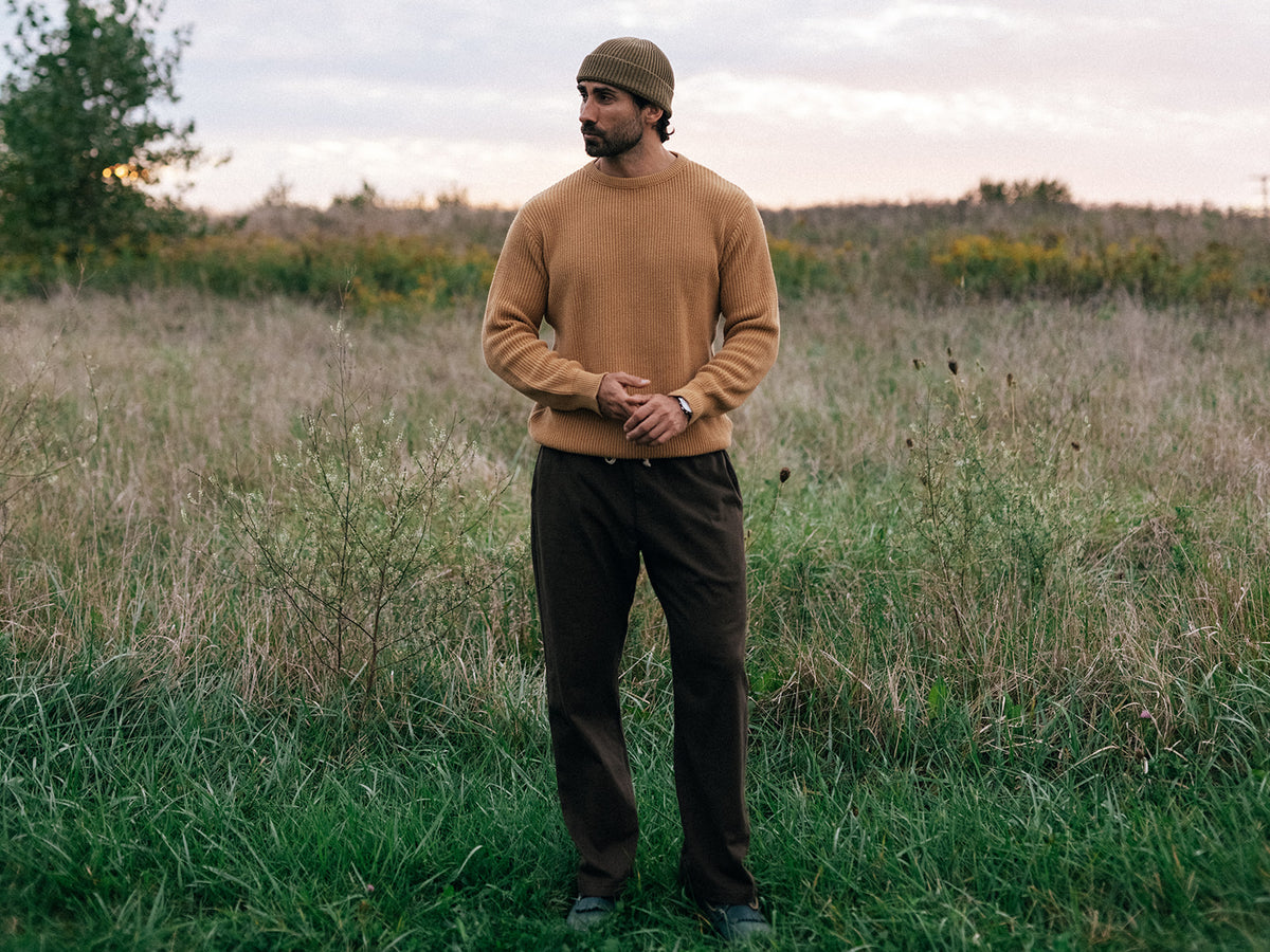 Jersey Pant in Downtown Brown, Fall 2026 lifestyle