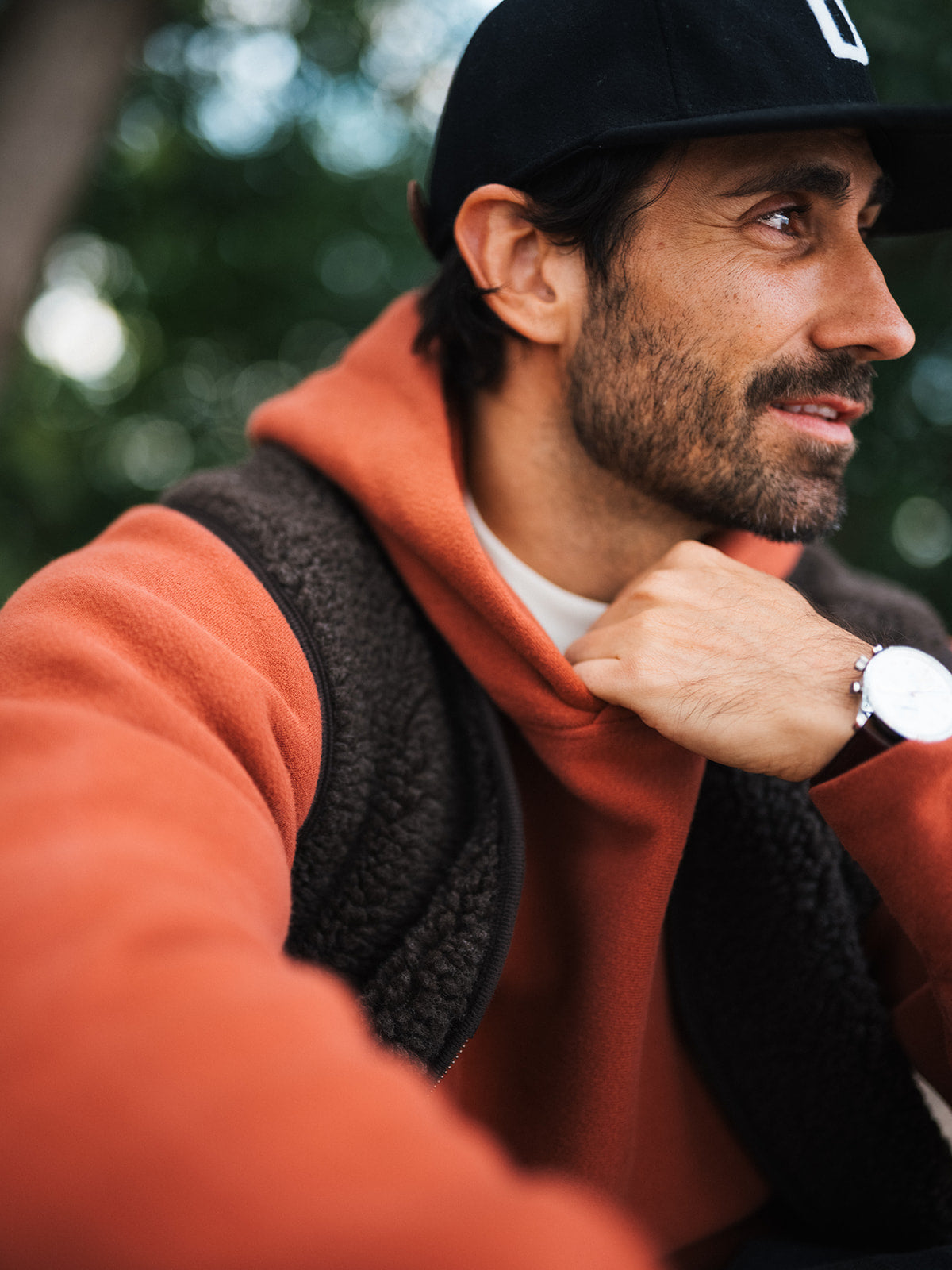 Classic Hoodie in Cayenne, Fall 2026 lifestyle