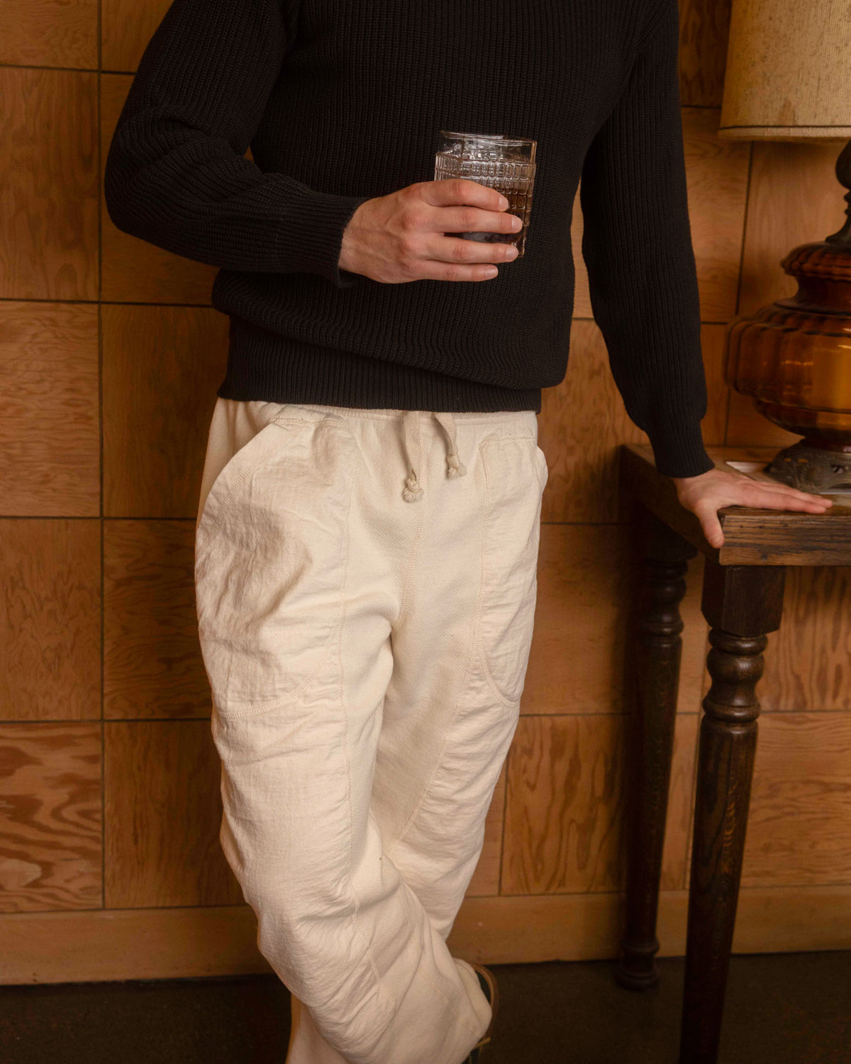 Double Front Sweatpants - Natural